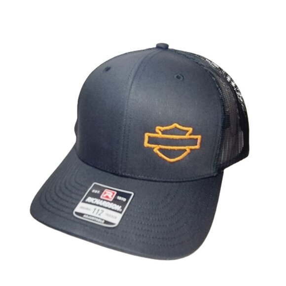 Bar and Shield Motorcycle Harley Curved Bill Snapback Direct Embroidered Cap - Picture 1 of 6